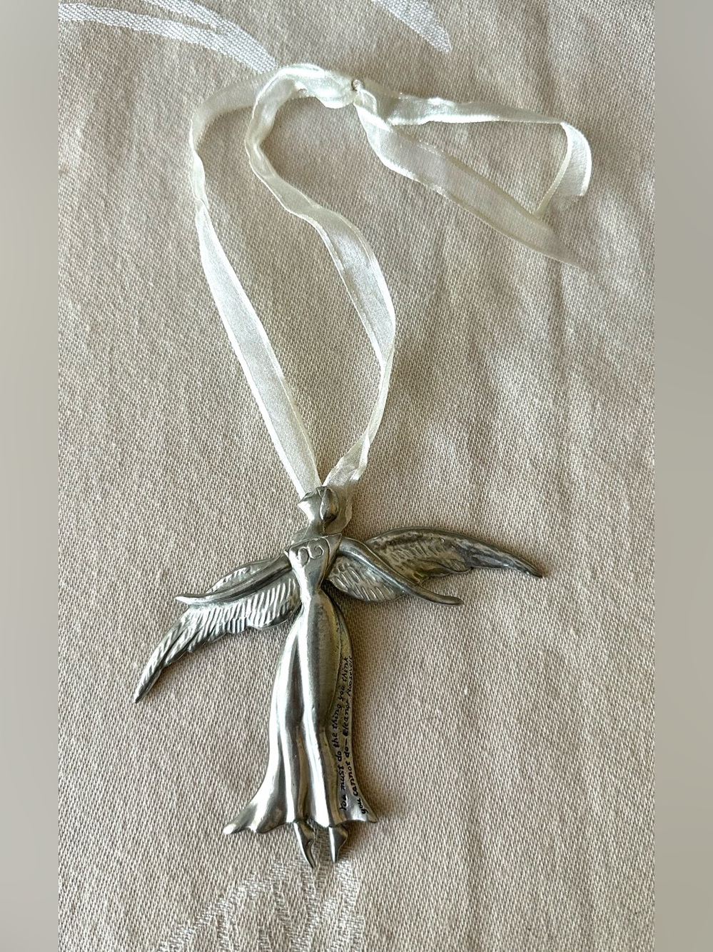 Pewter Angel Hanging Ornament Eleanor Roosevelt Quote Inspirational Gift - Picture 2 of 9